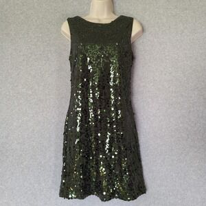 New Sequined Formal Cocktail Dresses 6 M Evening Wear Green Sheath Mini Bocky Y2